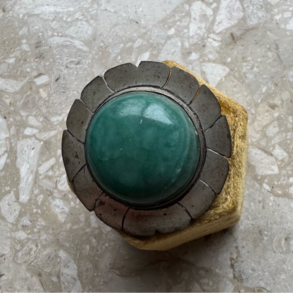 Sterling Silver Pendant Brooch Cabochon Faux Turquoise Mexico